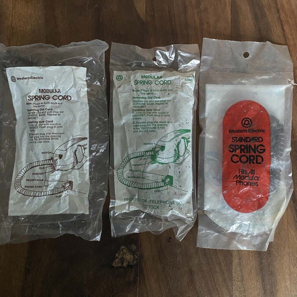 3 New Western Electric Standard Spring Headset Phone Cord Brown H4DU Vintage